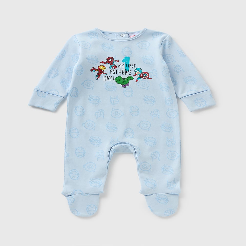 Marvel Baby Blue Fathers Day Sleepsuit (Newborn-12mths)