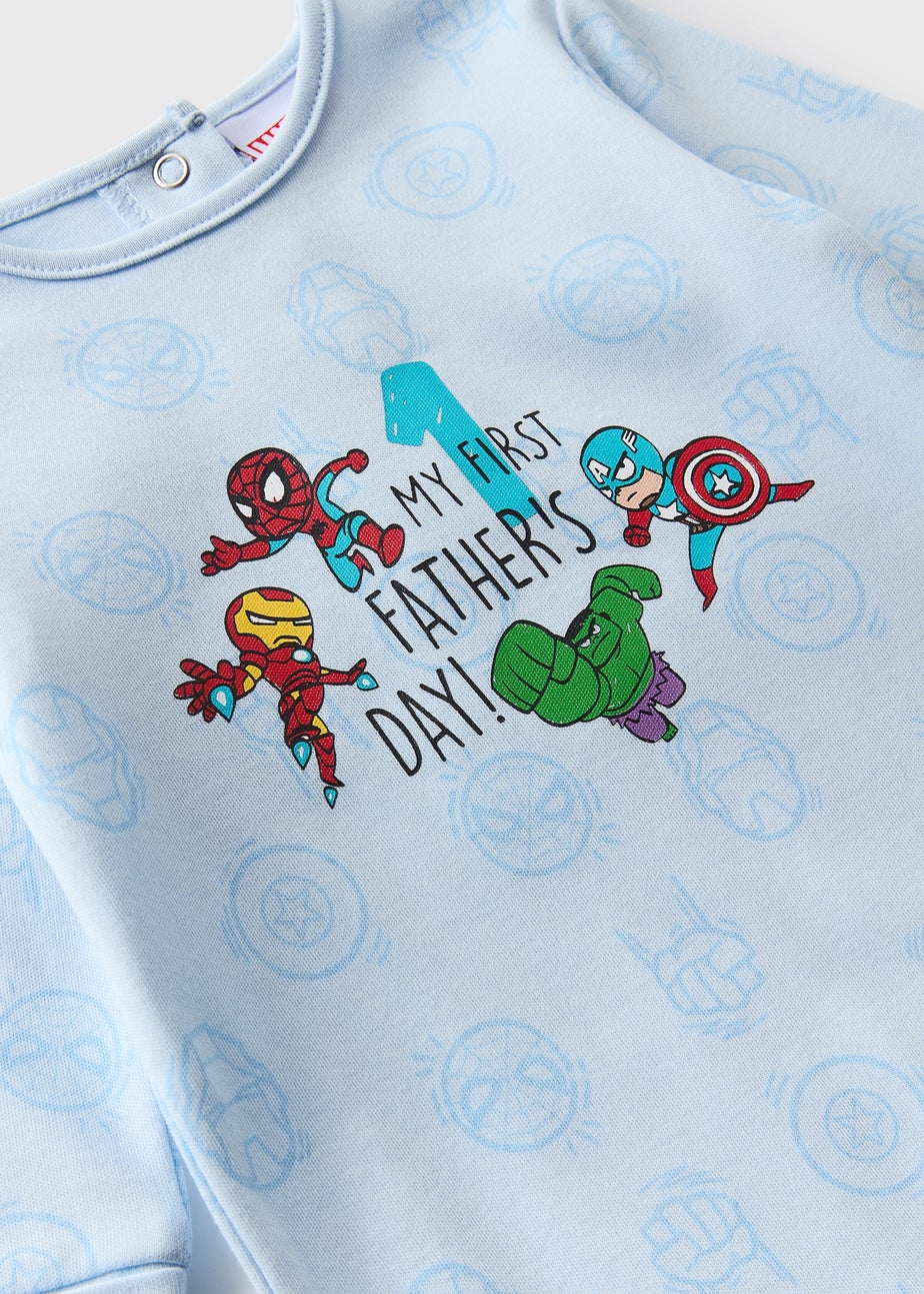 Marvel Baby Blue Fathers Day Sleepsuit (Newborn-12mths)