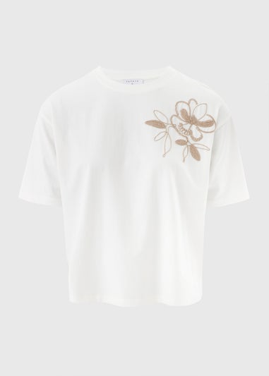 White Floral Patch T-Shirt