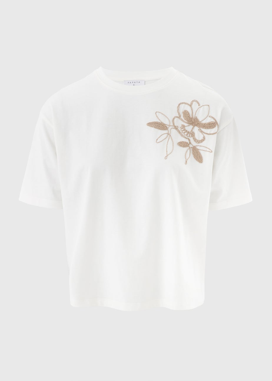 White Floral Patch T-Shirt