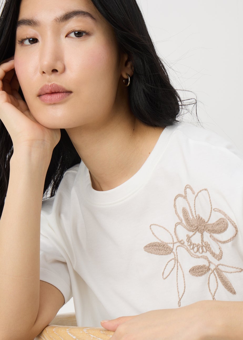 White Floral Patch T-Shirt