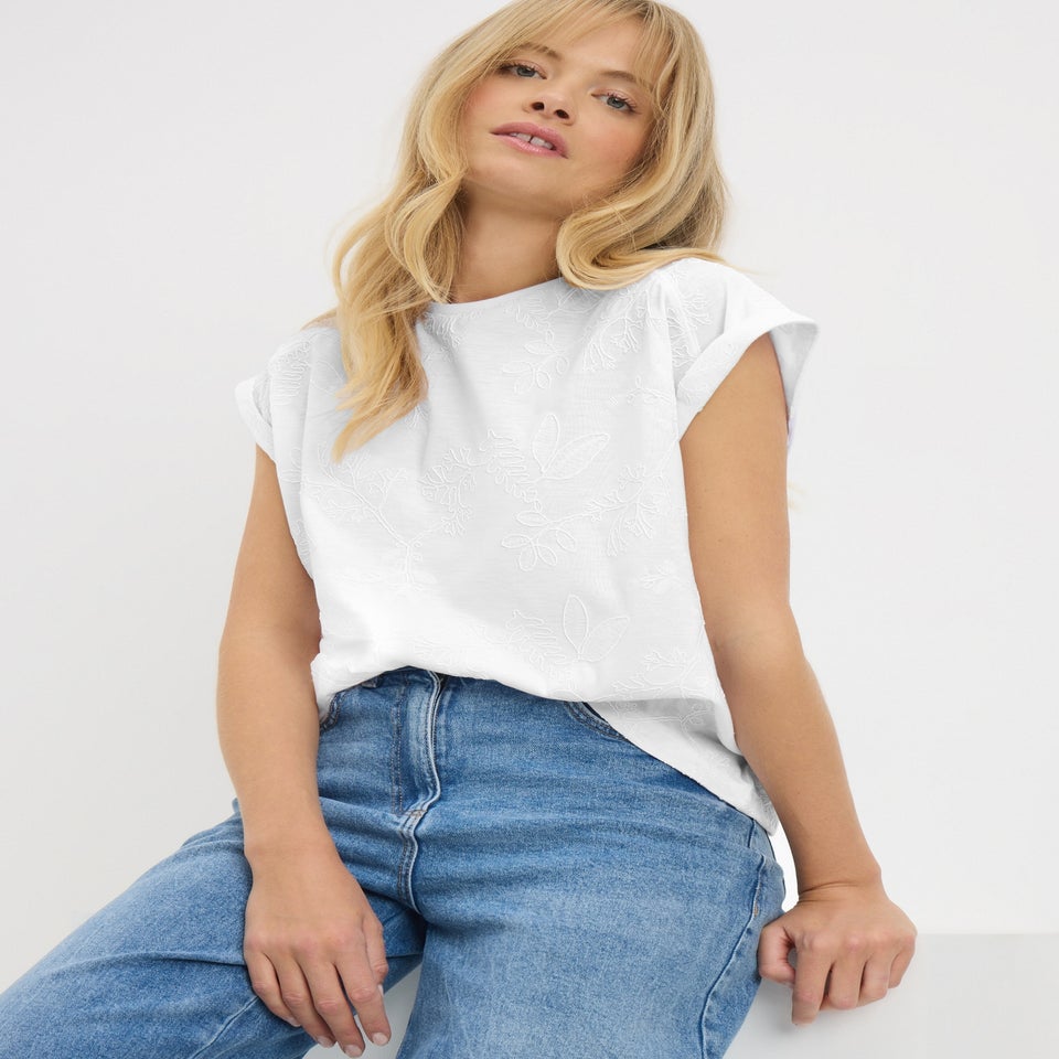 White Cornelli Embroidered T-Shirt