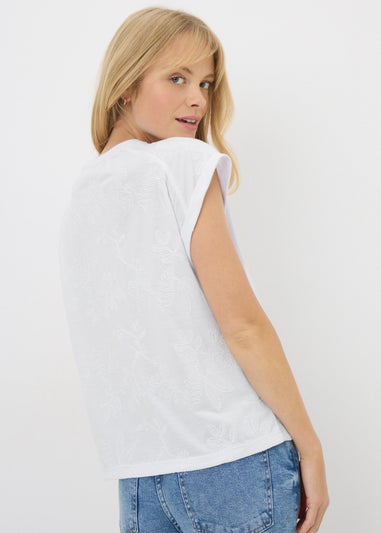 White Cornelli Embroidered T-Shirt