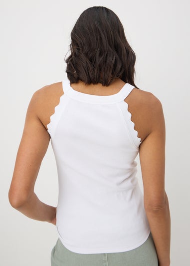 White Scalloped Edge Racer Back Vest Top