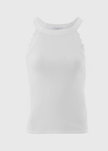 White Scalloped Edge Racer Back Vest Top