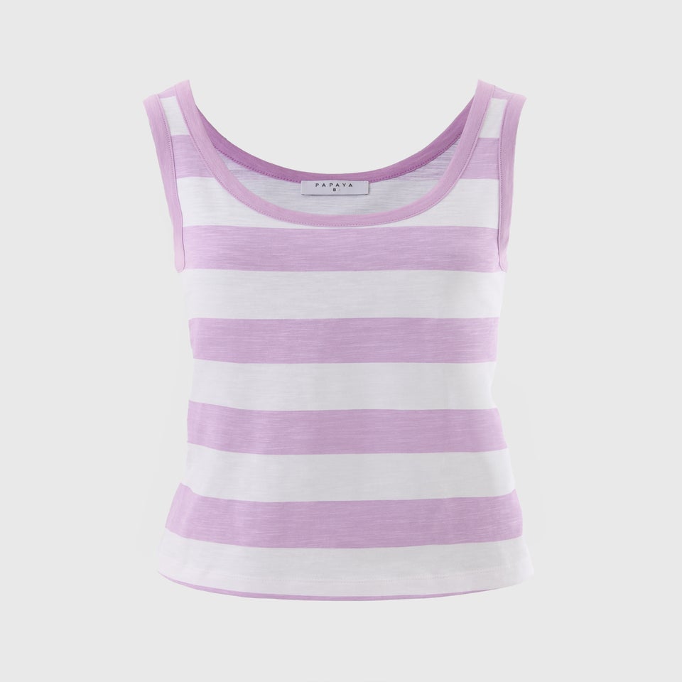 Lilac Stripe Slub Vest