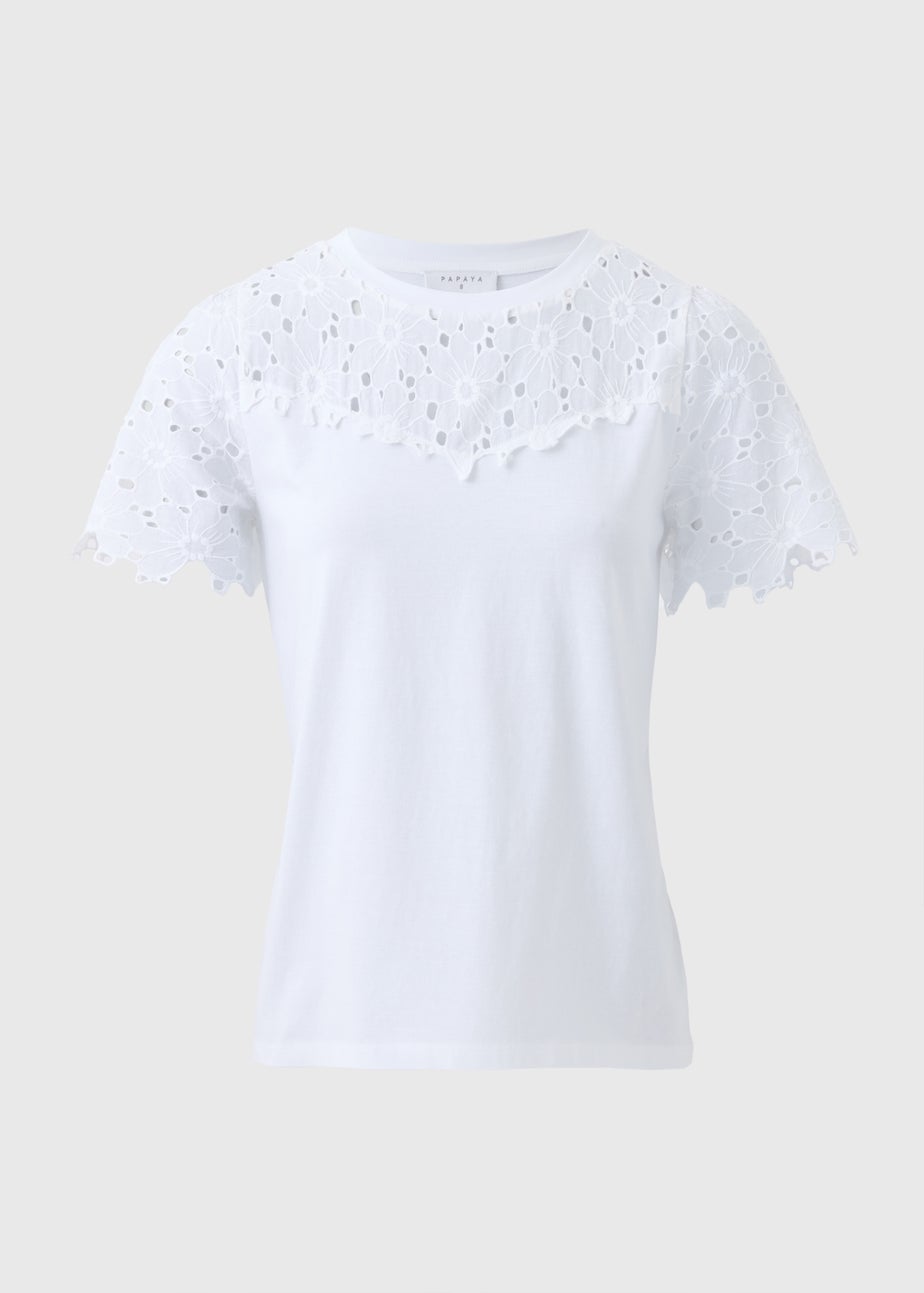 White Floral Lace T-Shirt