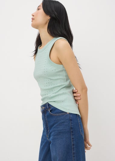 Aqua Diamante Vest Top