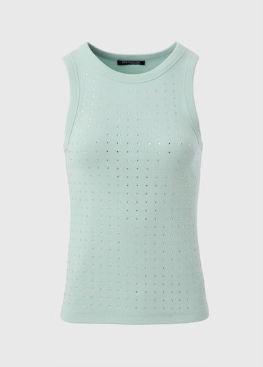 Aqua Diamante Vest Top