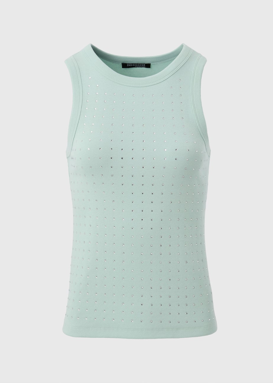 Aqua Diamante Vest Top