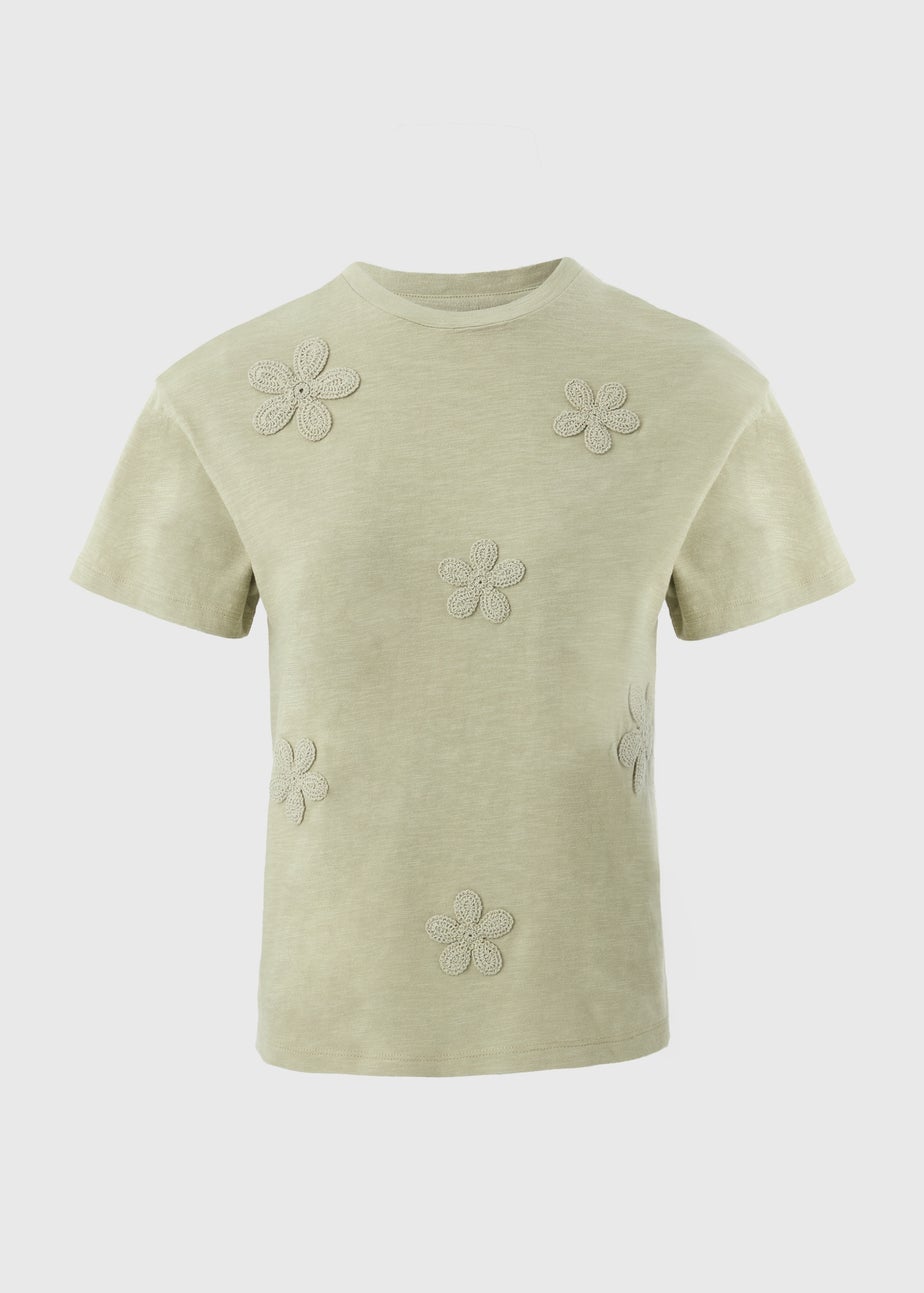 Khaki Lace Flower T-Shirt