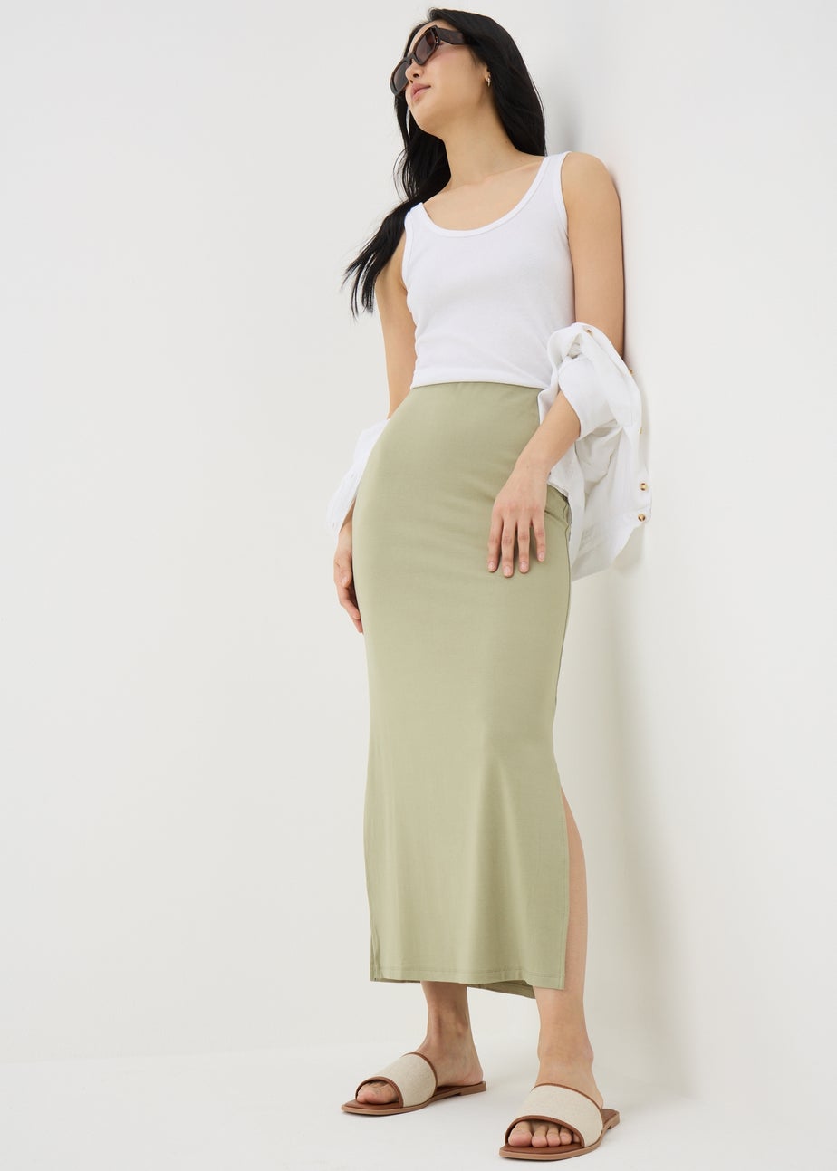Sage Green Jersey Maxi Skirt