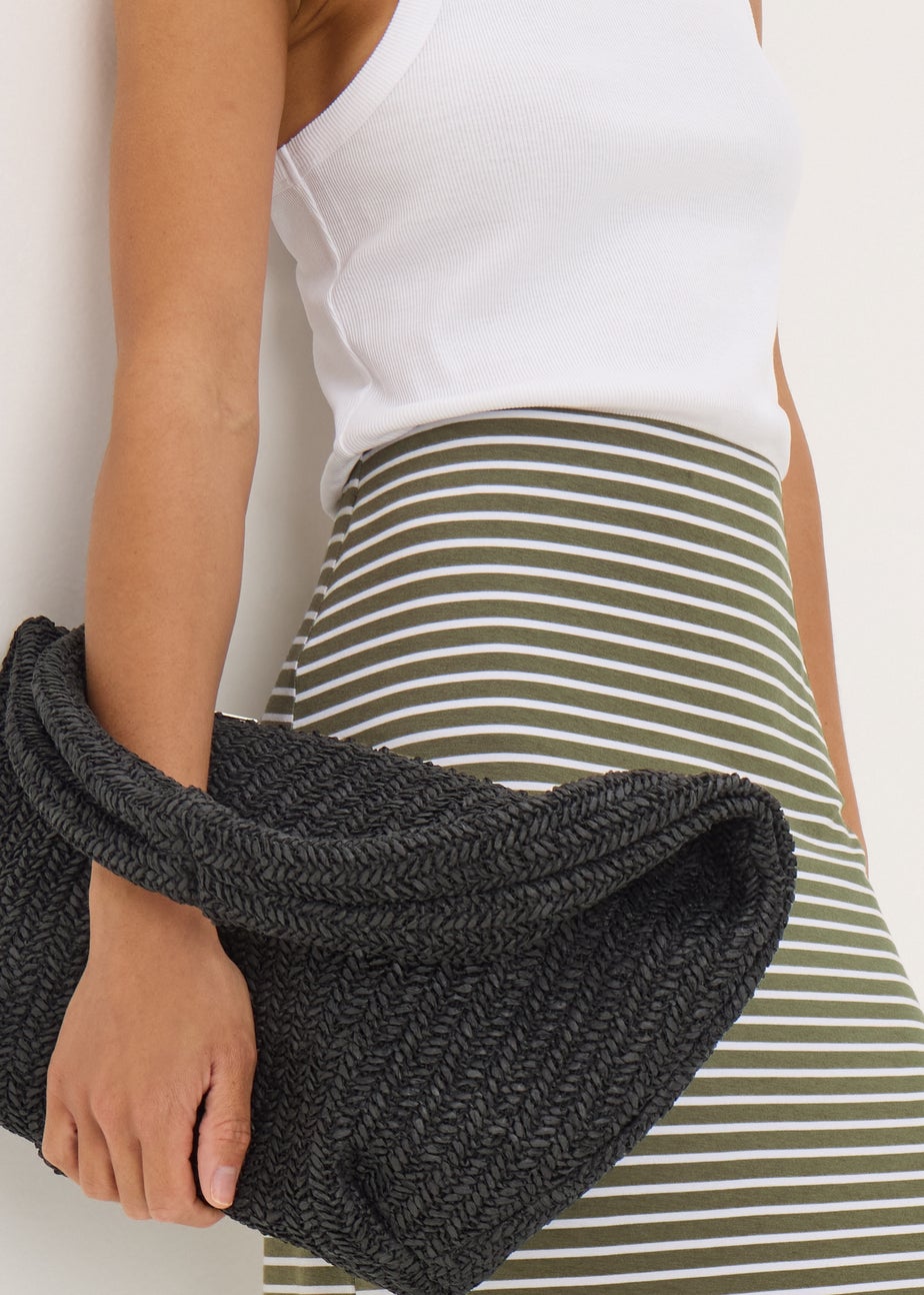 Green Stripe Jersey Maxi Skirt