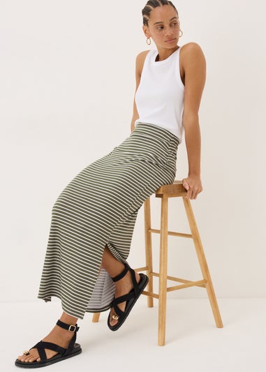 Green Stripe Jersey Maxi Skirt