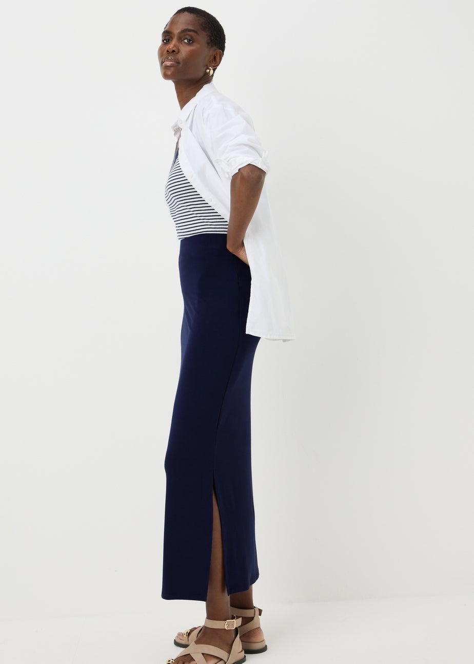 Navy Jersey Maxi Skirt