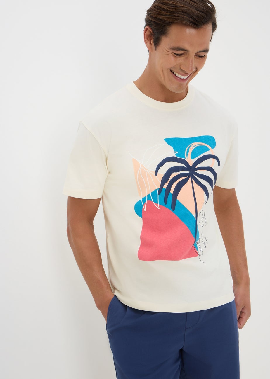 Ecru Watercolour Palm T-Shirt