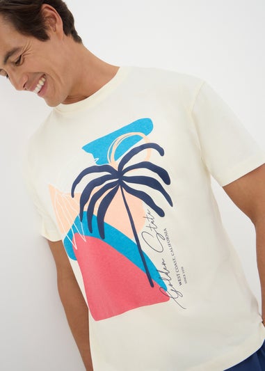 Ecru Watercolour Palm T-Shirt