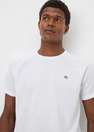 Souluxe White Basic Solid Sports T-Shirt