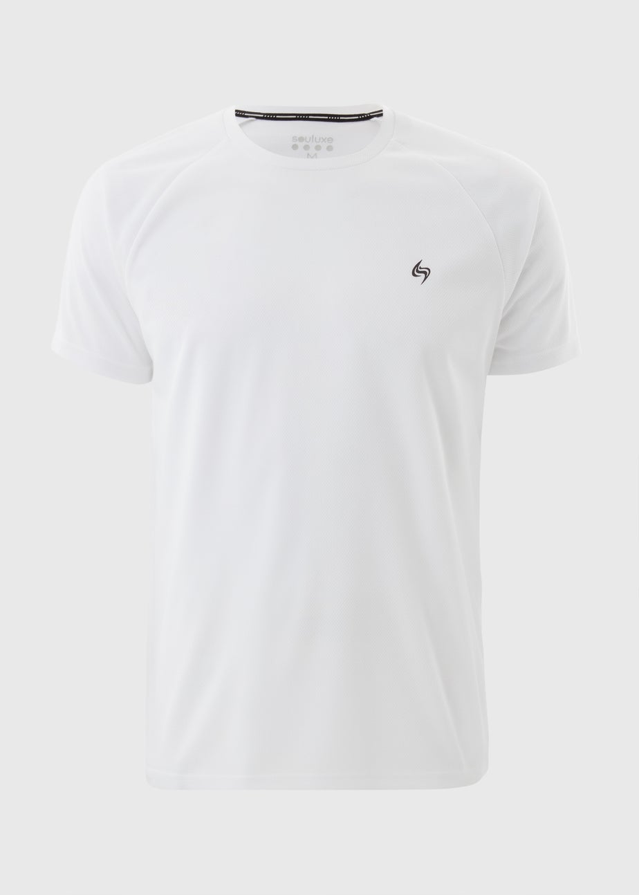 Souluxe White Basic Solid Sports T-Shirt