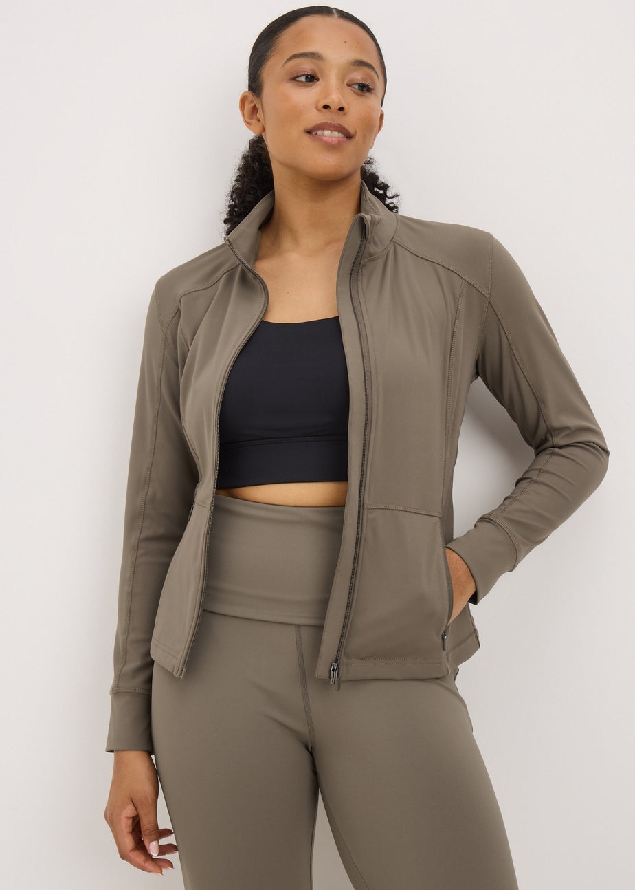Souluxe Mocha Seam Detail Zip Jacket