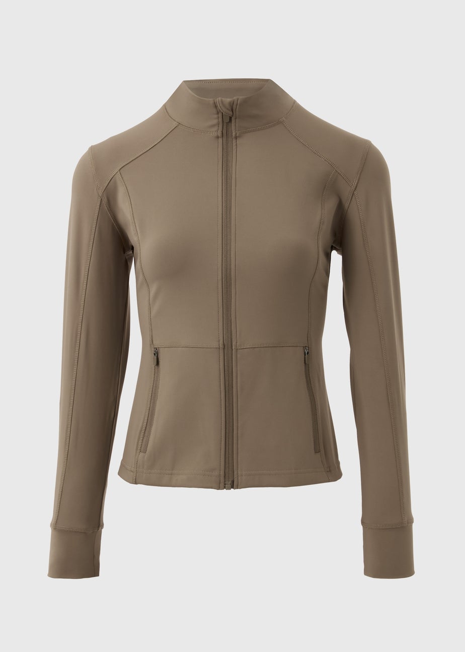 Souluxe Mocha Seam Detail Zip Jacket