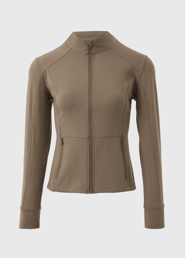 Souluxe Mocha Seam Detail Zip Jacket