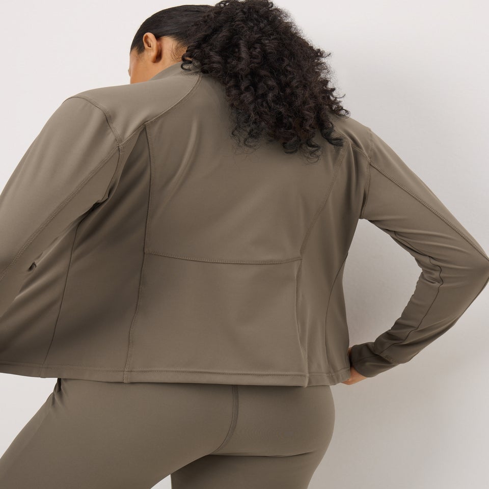 Souluxe Mocha Seam Detail Zip Jacket