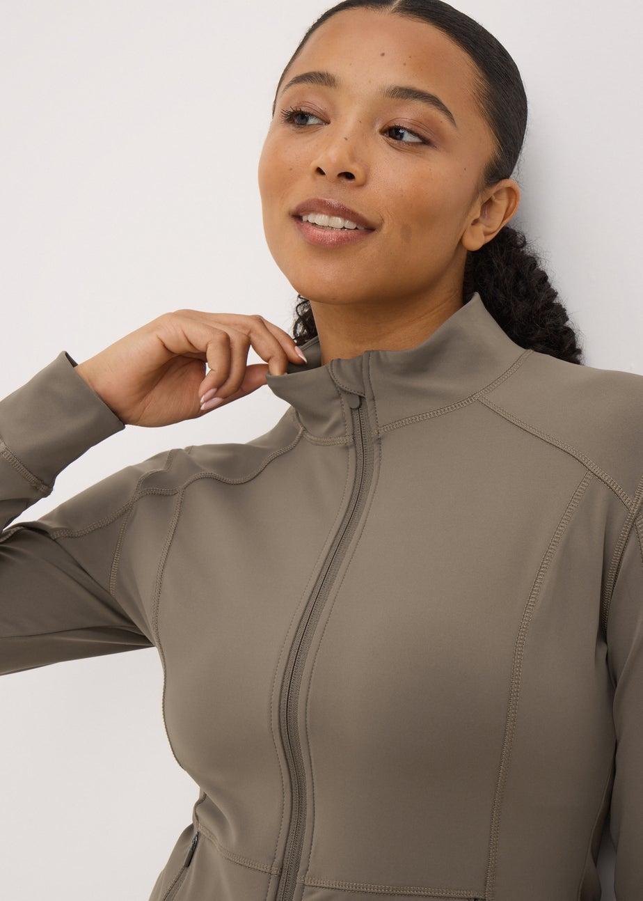Souluxe Mocha Seam Detail Zip Jacket