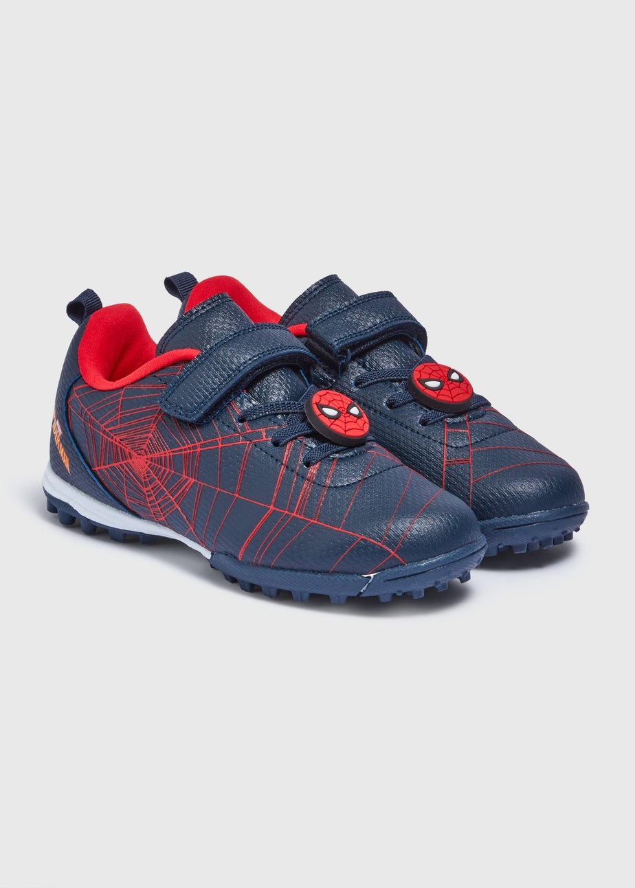 Spiderman Navy Football Boots (Younger 12-Older 2) Matalan