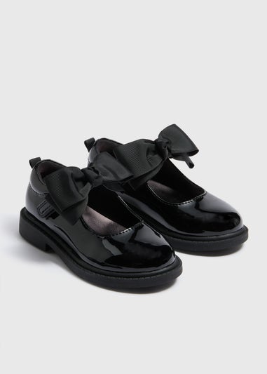 Girls Black Patent Bow School Shoes (Younger 6-12)