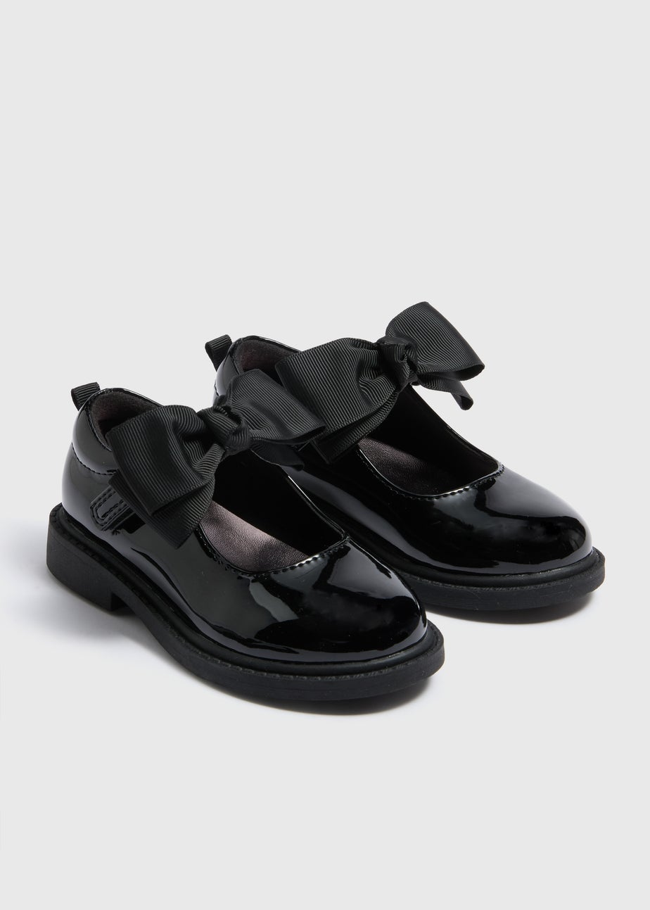 Girls Black Patent Bow School Shoes (Younger 6-12)