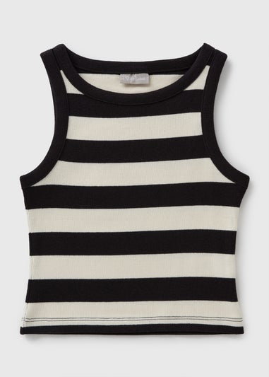 Girls Black Monochrome Stripe Vest (7-15yrs)
