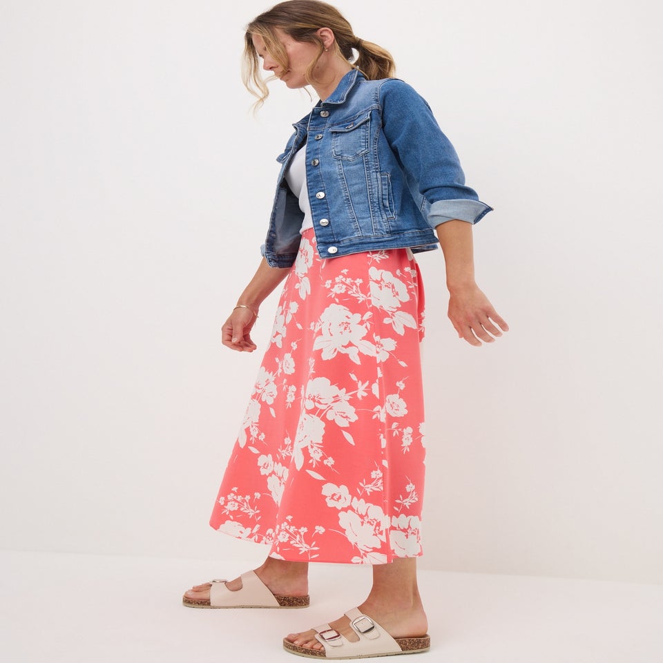 Coral Large Bloom Flared Skirt