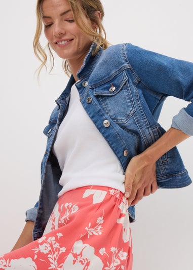 Coral Large Bloom Flared Skirt