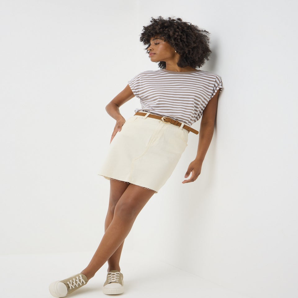 Ecru Denim Mini Skirt