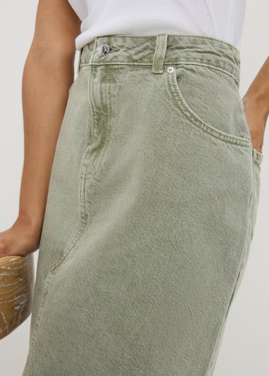 Khaki Denim Mini Skirt