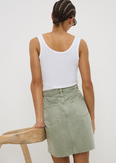 Khaki Denim Mini Skirt