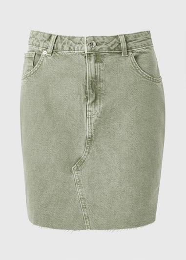 Khaki Denim Mini Skirt