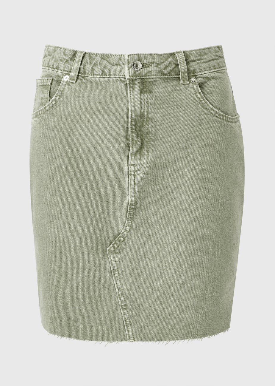 Khaki Denim Mini Skirt