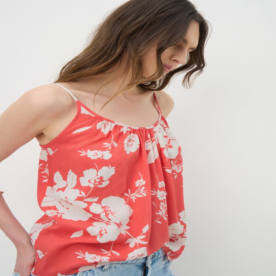 Coral Floral Cami Top