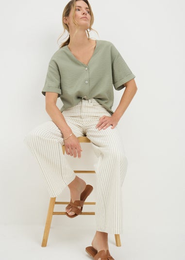 Sage Green Short Sleeve V-Neck Shirt