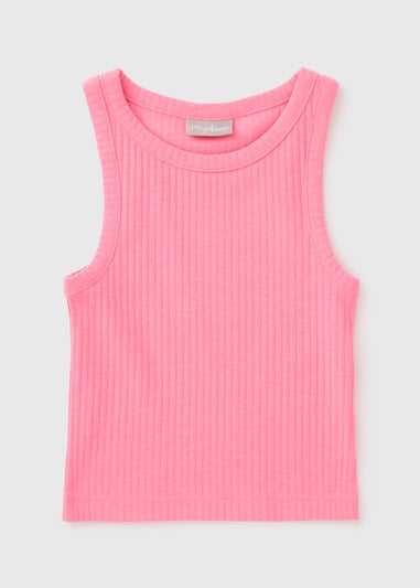 Girls Neon Pink Ribbed Vest (7-15yrs)