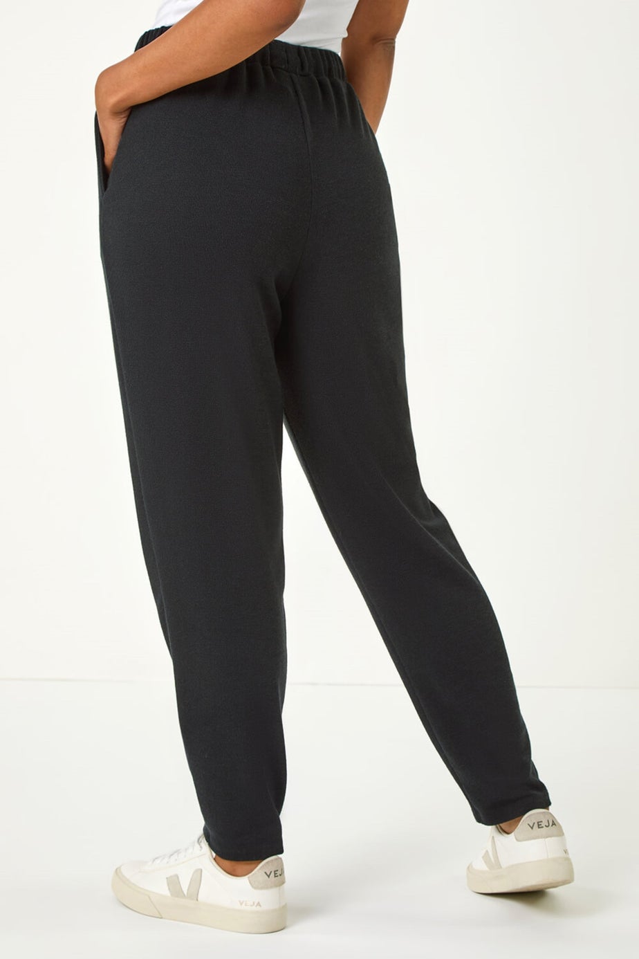 Roman Petite Black Petite Ribbed Jogger Trouser