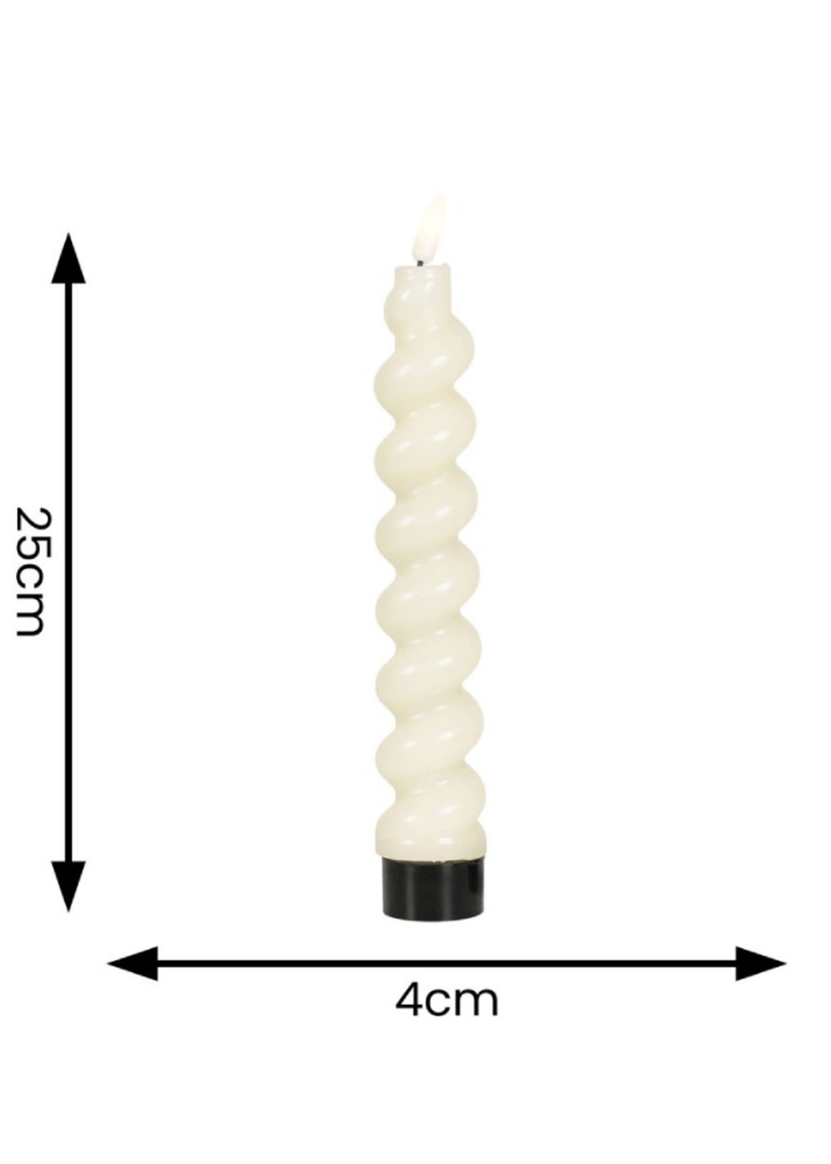 ValueLights White LED Candle Spiral Design Pack of 2 (25cm x 4cm x 4cm)