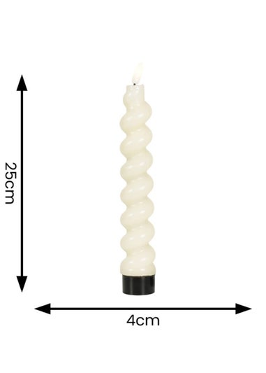 ValueLights White LED Candle Spiral Design Pack of 2 (25cm x 4cm x 4cm)