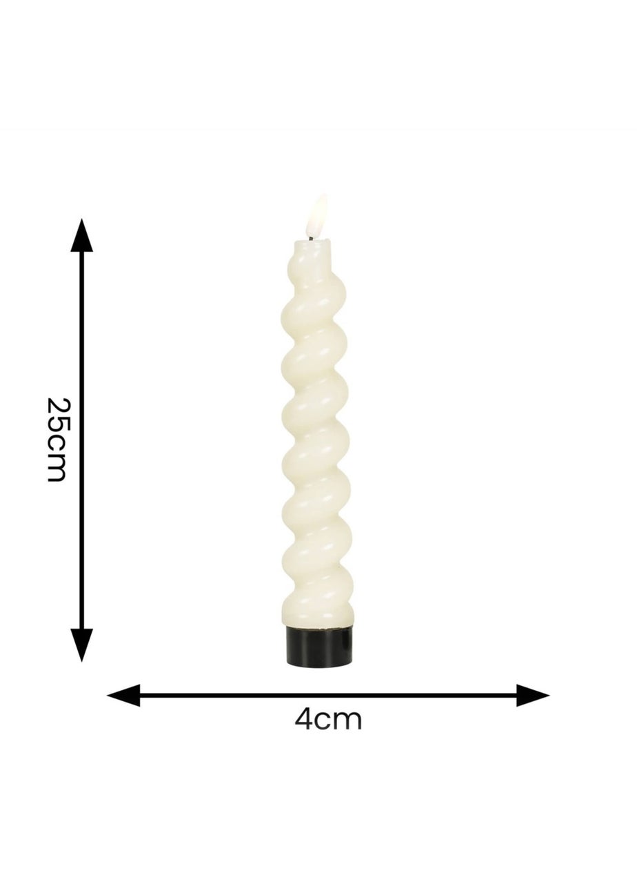 ValueLights White LED Candle Spiral Design Pack of 2 (25cm x 4cm x 4cm)