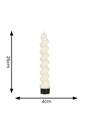 ValueLights White LED Candle Spiral Design Pack of 2 (25cm x 4cm x 4cm)
