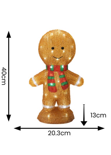 ValueLights Brown Gerry Gingerbread Man LED Christmas Decoration (40cm x 13cm x 20.3cm)