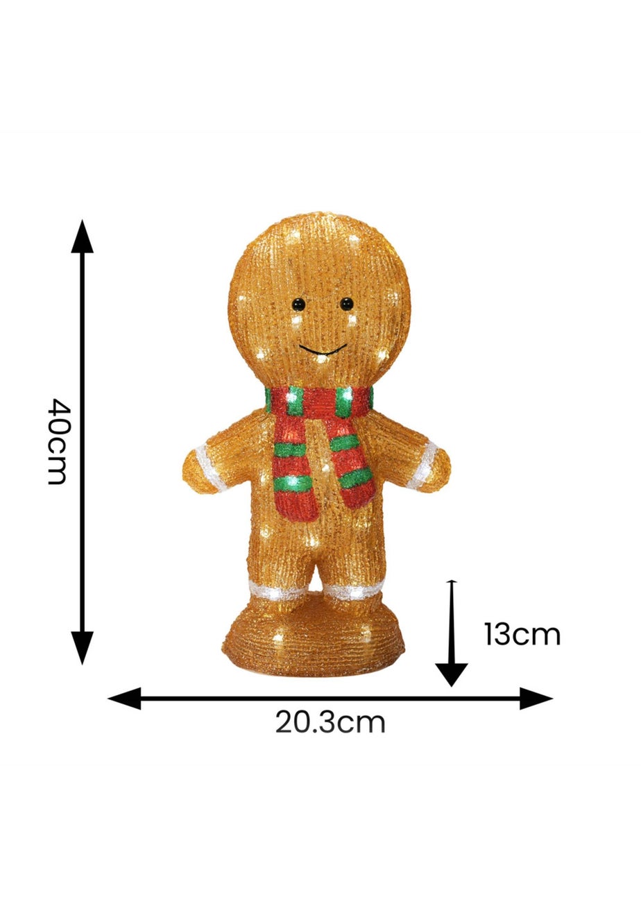 ValueLights Brown Gerry Gingerbread Man LED Christmas Decoration (40cm x 13cm x 20.3cm)