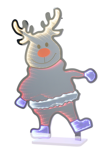 ValueLights Silver Ronnie Reindeer Infinity Style LED Christmas Decoration (56cm x 12cm x 37.5cm)